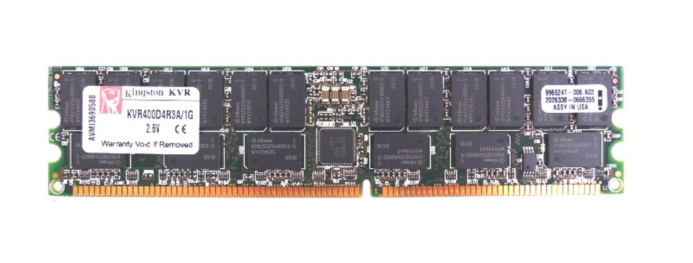 Оперативная память Kingston Dual-Rank DDR 1GB PC3200 400MHz ECC Reg KVR400D4R3A/1G