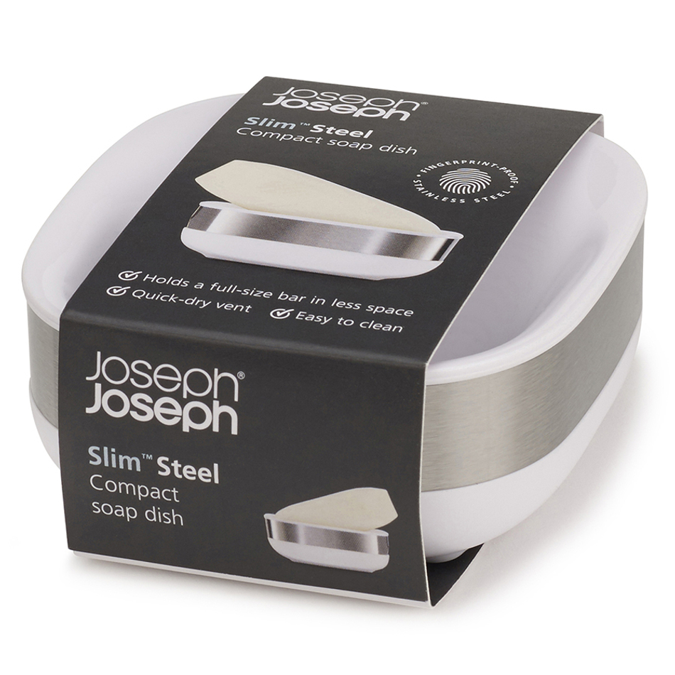 Мыльница Slim Steel белая, Joseph Joseph