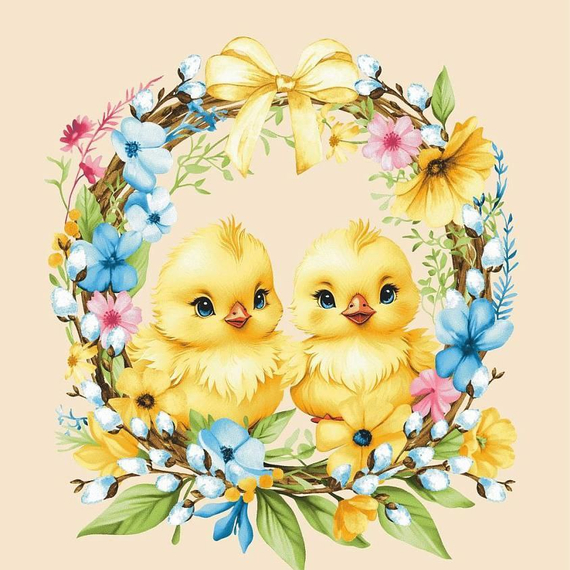 Вафельное полотно "Солнечная пасха" | ш.50 см | 170 г/м² | хлопок-100%