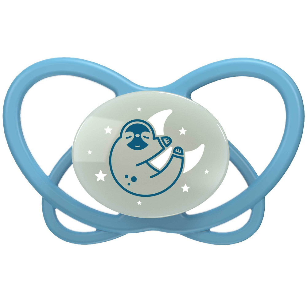 NIP Соска пустышка, силикон "Butterfly Night ", синий, размер 2 (6+)