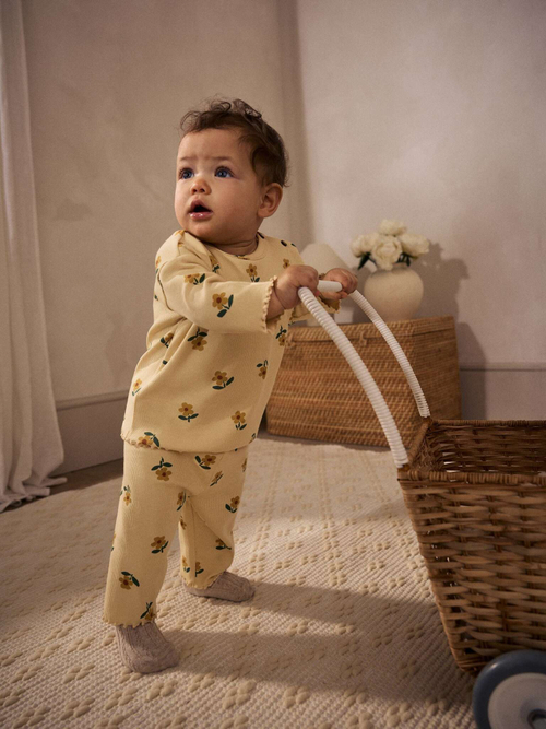 Лонгслив и брюки в комплекте для малышей Next E66-457, Светло-желтый