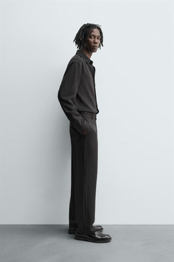 ZARА РУБАШКА СТРУЯЩЕГОСЯ ПОКРОЯ RELAXED FIT, ЧЕРНЫЙ