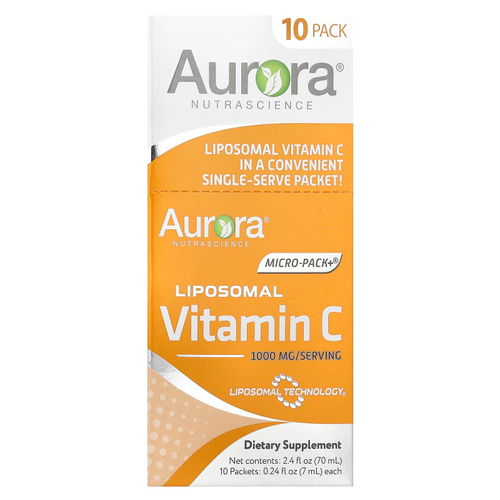 Aurora Nutrascience, Micro-Pack+®, липосомальный витамин C, 10 пакетиков по 7 мл (0,24 жидк. унции)