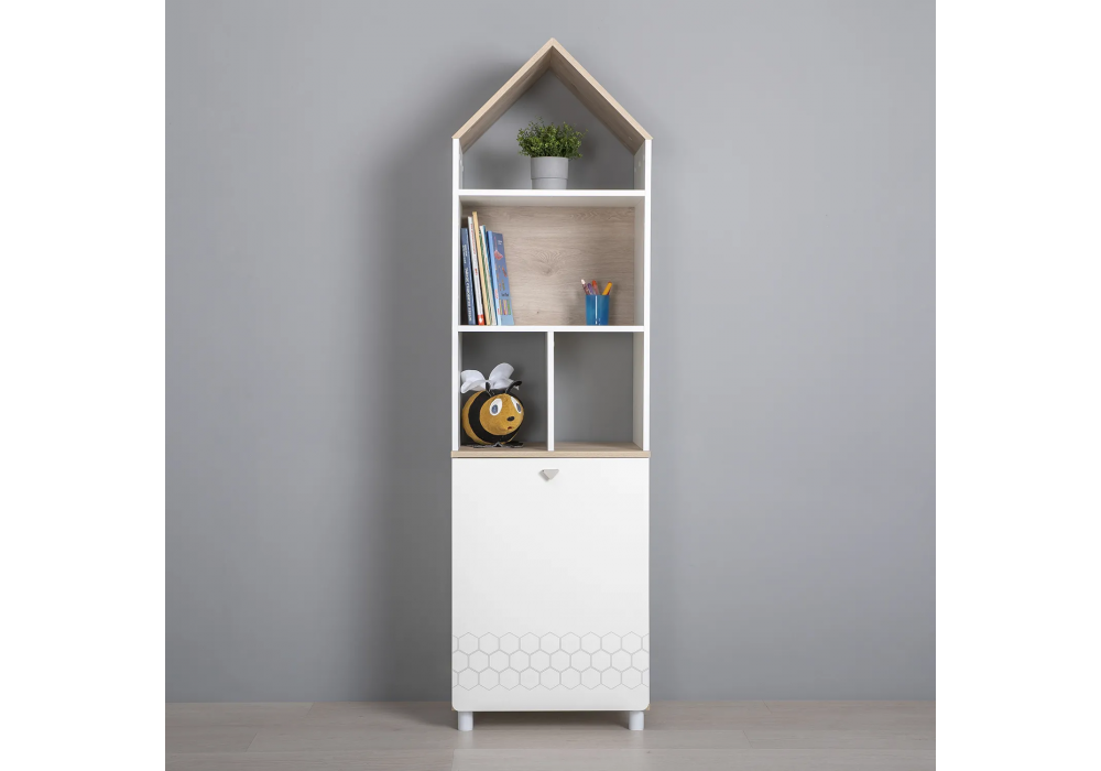 Стеллаж Эльга белый шагрень / дуб белый exclusive