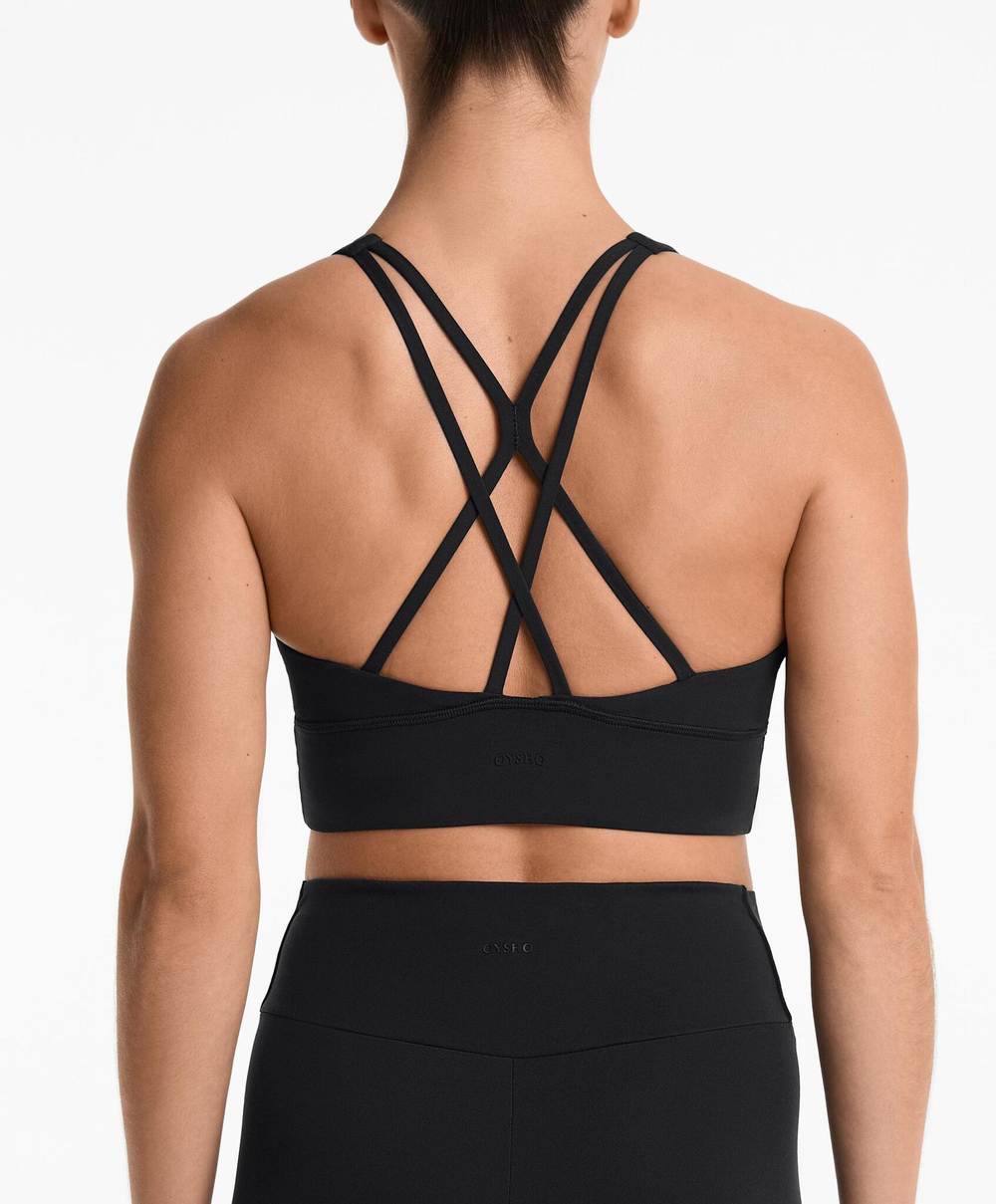 Oysho Спортивный бюстгальтер с бретелями на спине, черный