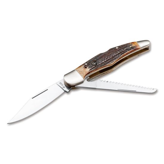 Складной нож Boker 114021S Jagdmesser Duo c клинком из стали 440C, рукоять Рог / нейзильбер