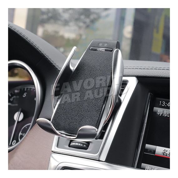 Держатель HOCO CA34 Elegant Silver бесп. зарядка