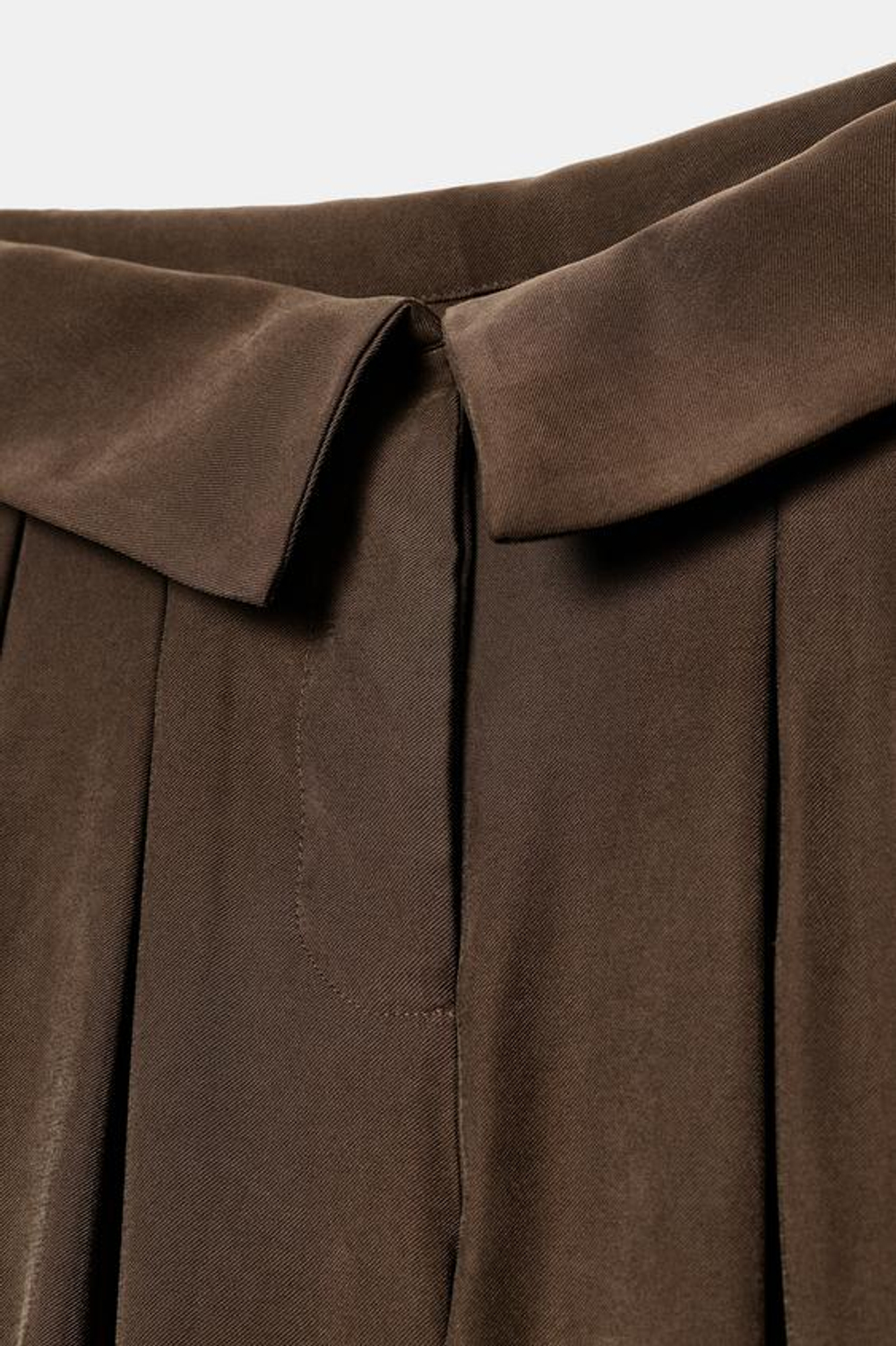 ZARA БРЮКИ С ЗАЩИПАМИ И ОТВОРОТОМ НА ПОЯСЕ, КОРИЧНЕВЫЙ