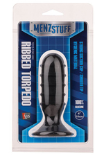 Чёрная силиконовая ребристая пробка MENZSTUFF RIBBED TORPEDO PLUG - 10 см. (Цвет: черный)