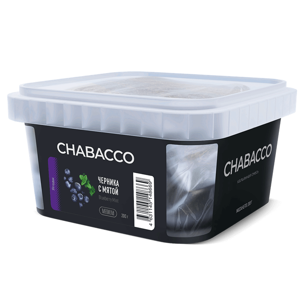 Бестабачная смесь для кальяна Chabacco Medium Blueberry Mint (Черника с Мятой) 200 гр.