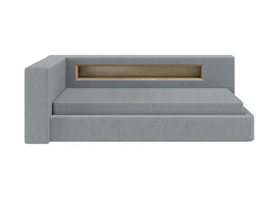 Диван-кровать Cube c нишей L (светло-серый, твид)