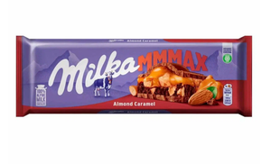 ШОКОЛАД MILKA МММАХ С КАРАМЕЛЬНОЙ НАЧИНКОЙ И КУСОЧКАМИ КАРАМЕЛИЗОВАННОГО СОЛЕНОГО МИНДАЛЯ 300ГР