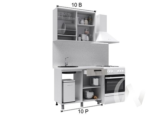 Кухня Грейс 1.0м (корпус белый/дуб канадский; карбон вулкан) 38мм королевский опал