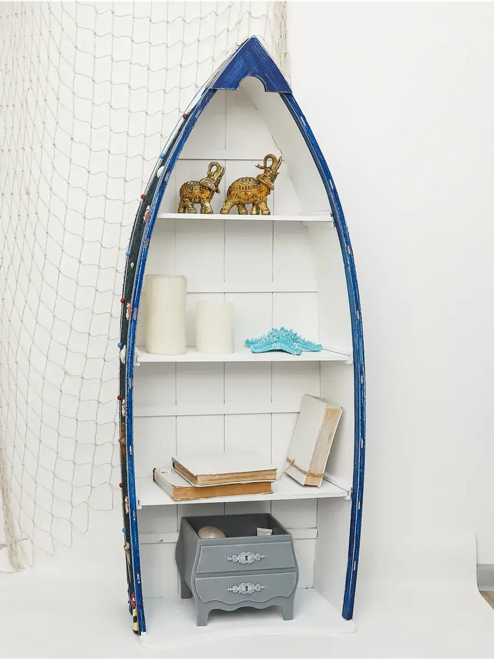 Полка напольная в морском стиле большая 114 см