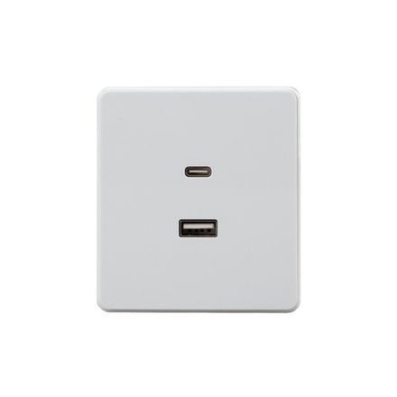 Розетка ROUND USB-A+Type-C 3А с функцией быстрой зарядки перламутр KRANZ
