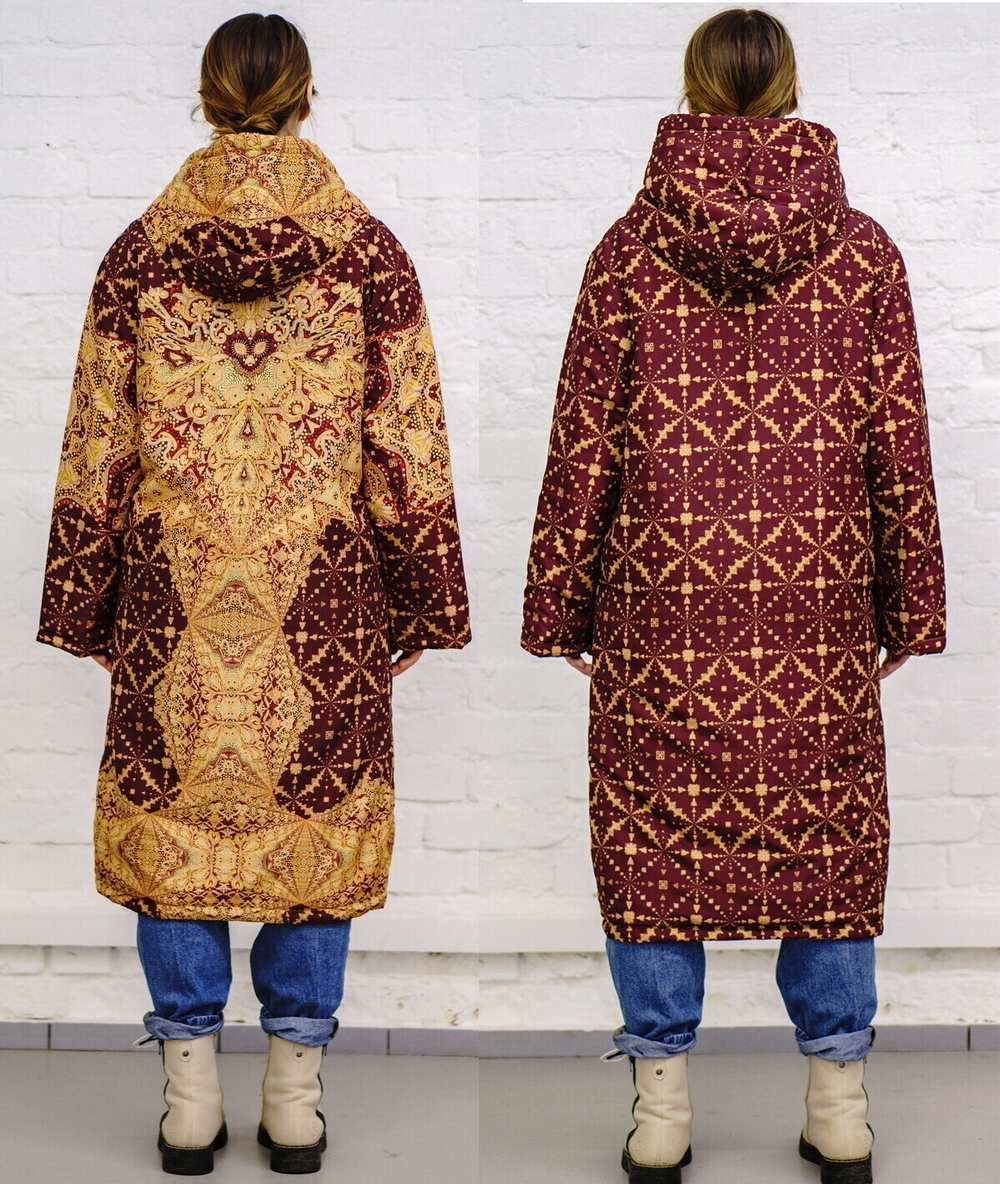 Двустороннее пальто-парка, по мотивам русского золотного шитья в церковных одеяниях