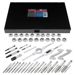 Набор метчиков и плашек 50пр.(М3х0.5,4х0.7,5х0.8,6х1.0,8х1.25,6,8,10-32,10,12-24,1/4-20/28,5/16-18/24,3/8-16/24,7/16-14/20,1/2-13,1/2-20)в метал.кейсе Forsage F-M050-3