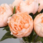 Цветы искусственные «Нежная роза» букет 9шт 23см персиковые