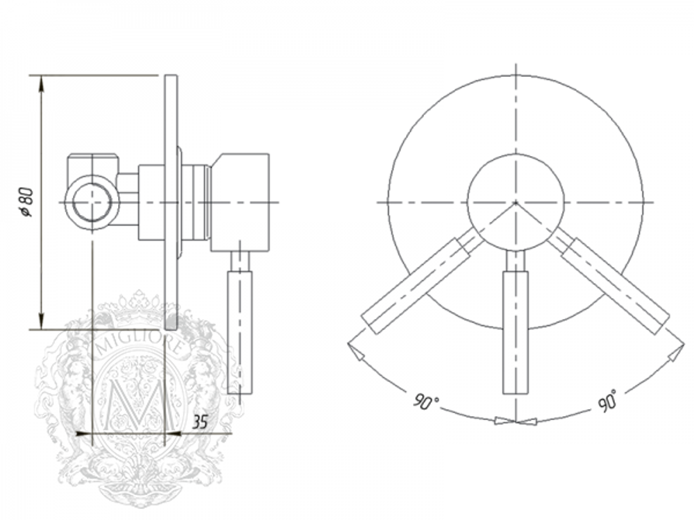 Смеситель для душа встроенный Migliore Fortis ML.FRT-5230 схема