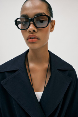 ZARA ТРЕНЧ ИЗ ЛЬНА С РЕМНЕМ, МОРСКОЙ СИНИЙ