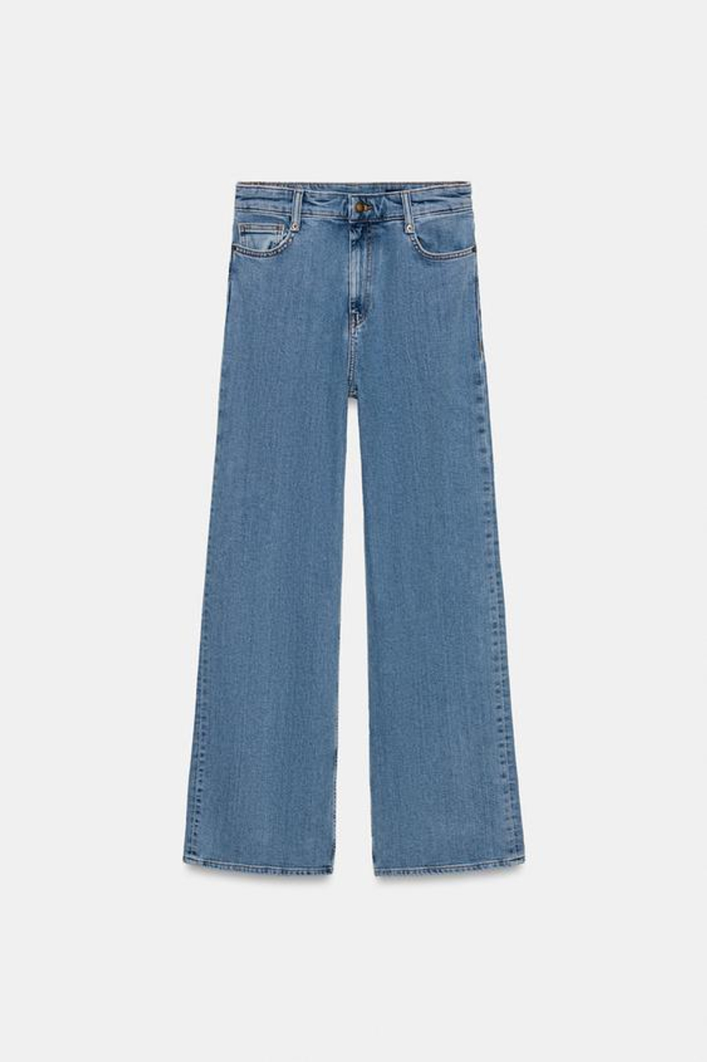 ZARA ДЖИНСЫ WIDE LEG С ВЫСОКОЙ ПОСАДКОЙ — ZW COLLECTION, СИНИЙ