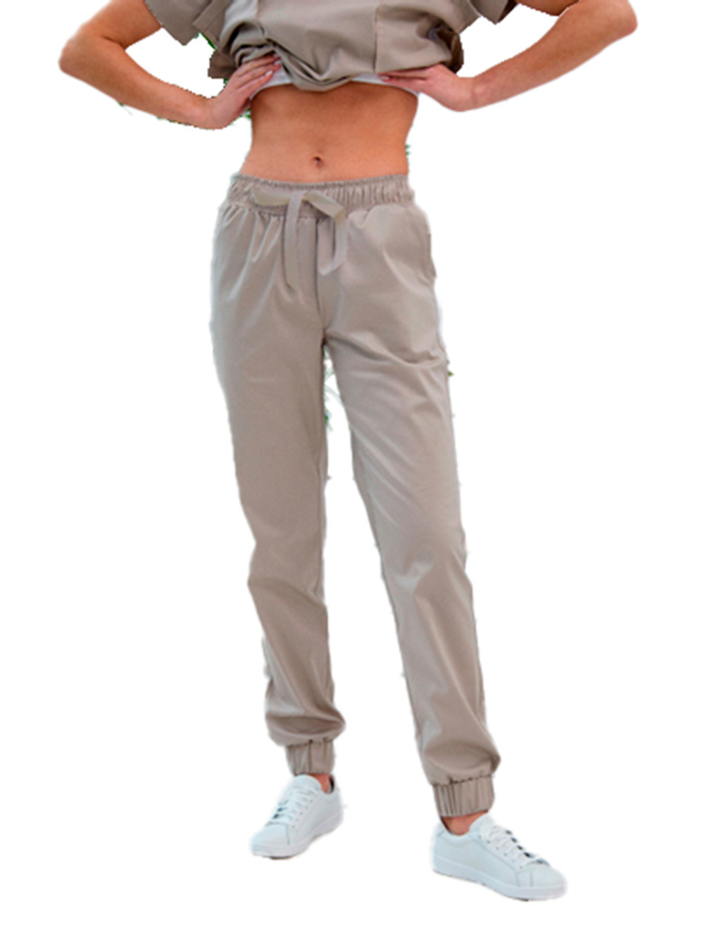 Джоггеры медицинские женские Dr. Nice DRN321 с манжетами на резинке, голубой, 52