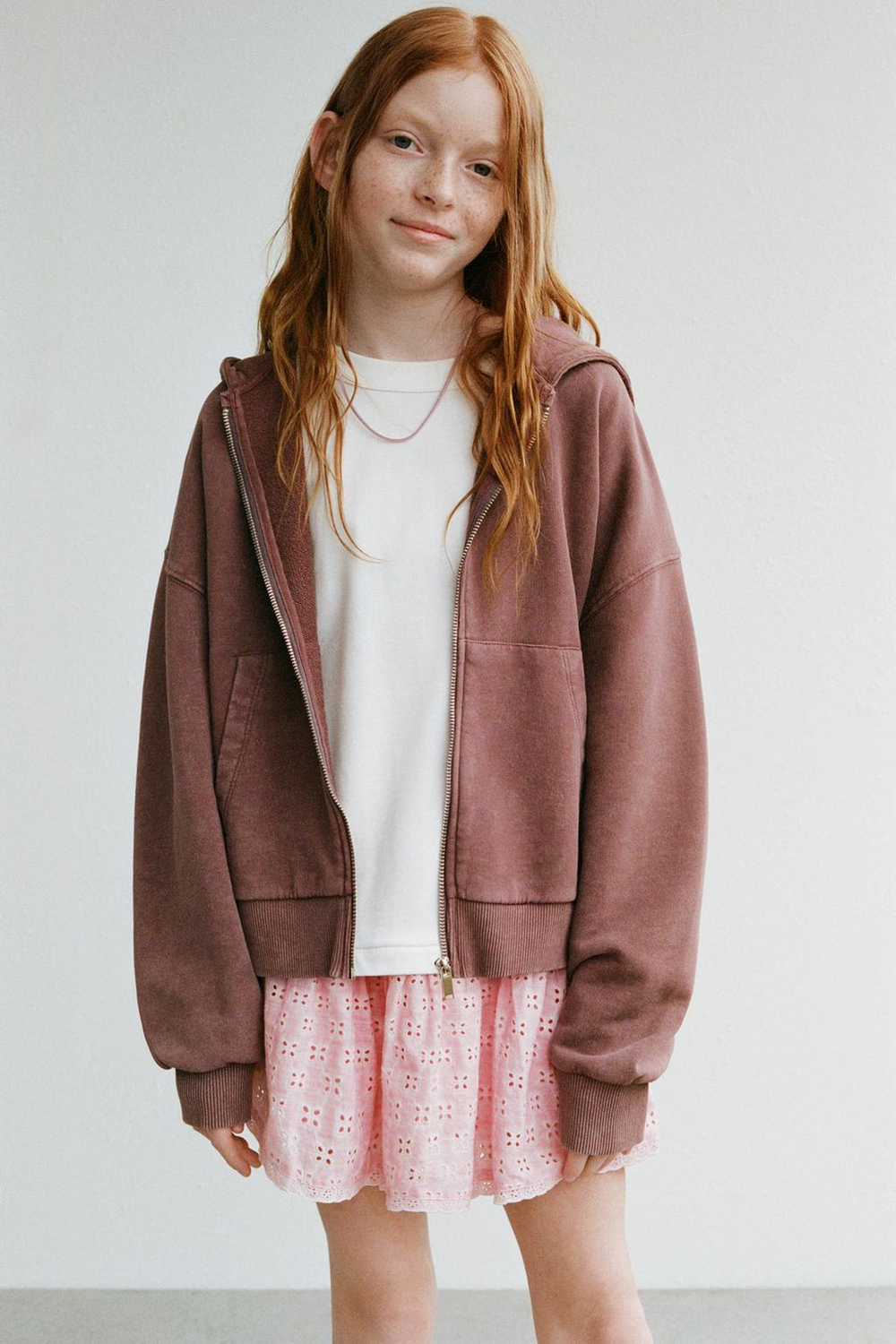 ZARA ЮБКА-ШОРТЫ С ВЫШИВКОЙ ШИФФЛИ, РОЗОВЫЙ