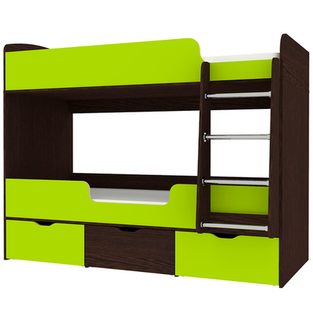 Кровать двухъярусная КарИВи Малыш Двойняшка 80х180 Венге Лайм