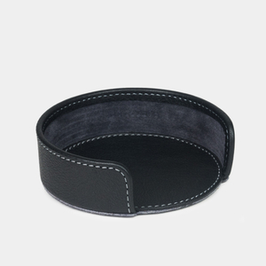 Подставка под подстаканники из натуральной кожи теленка, черного цвета