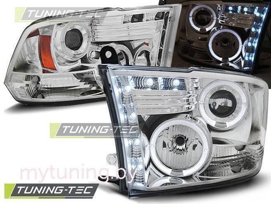 Передние фары angel eyes chrome для Dodge Ram 09-11