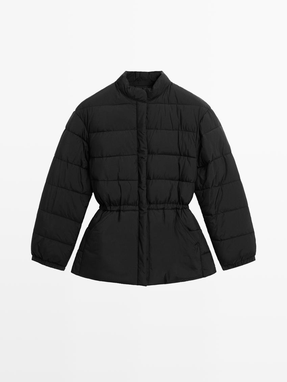 Massimo Dutti Стеганая куртка с воротником-стойкой, черный