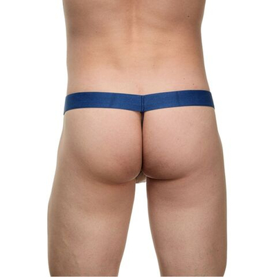 Мужские трусики-стринги на поясе-резинке (Размер: S-M) (Цвет: белый с синим)