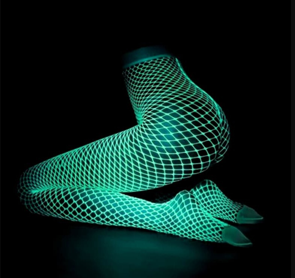 EroHot Glow Колготки крупная сетка, светящиеся в темноте