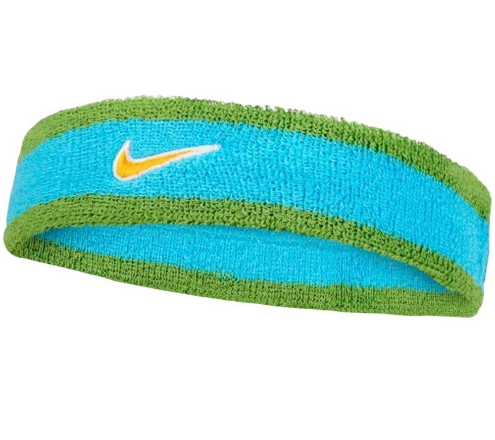 Повязка на голову теннисная Nike Swoosh Headband - baltic blue/chlorophyll/university gold
