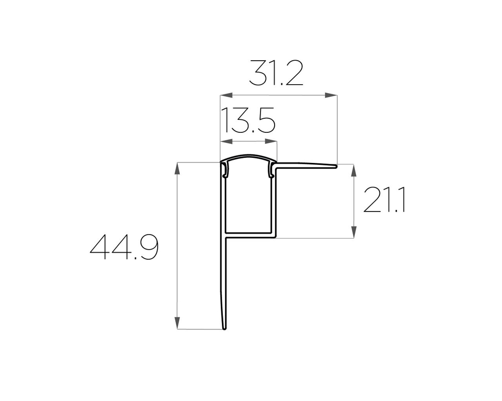 Профиль накладной алюминиевый LC-NKU-4532-2 Anod