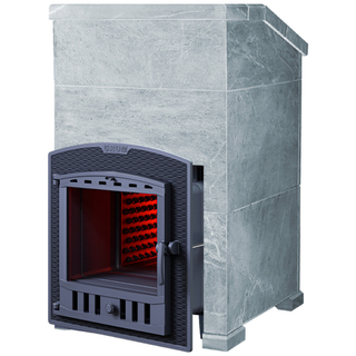 Чугунная банная печь ГРОМ 30П2 в облицовке Президент Талькохлорит (h1000/50)