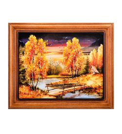 AMB-74/44 Картина «Красота природы» (с янтарной крошкой) дер.краш.рамка 12х15