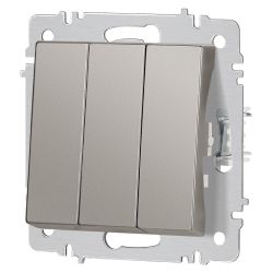 Выключатель Intro Accent 6-106-09 тройной, 10А-250В, IP20, СУ, AL/CU, титан | Intro