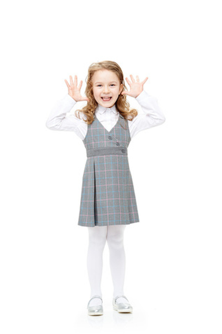 Сарафан школьный Оливия KONDRICH C34.01.GR.P.LB серый розово-голубой