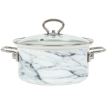 Набор эмалированной посуды 6 пр, кастрюли 1.9,2.5,3.7 л, Керчь, Белый мрамор-1 Элит, бел