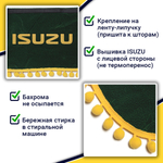 Ламбрекен с косынками Isuzu (флок, зеленый, желтые шарики)