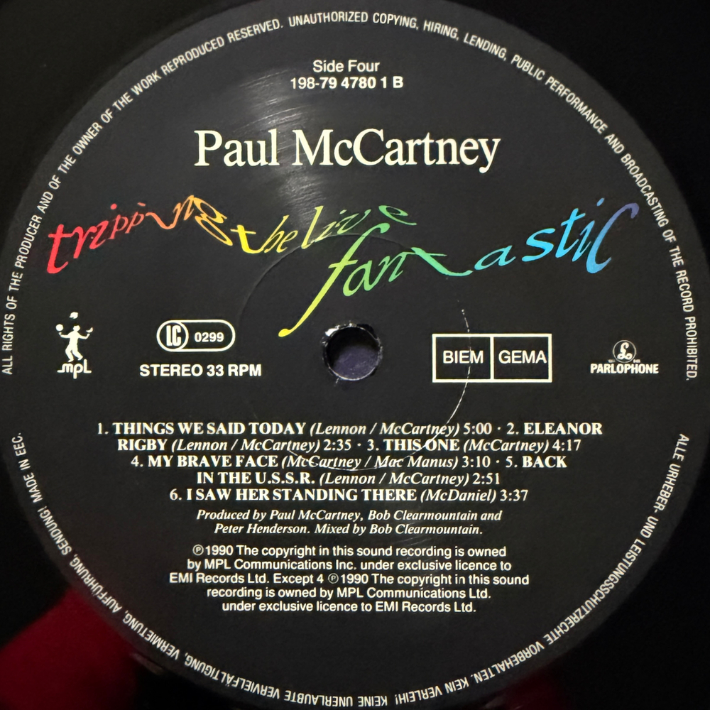 Paul McCartney ‎– Tripping The Live Fantastic 3LP (Европа 1990г.)