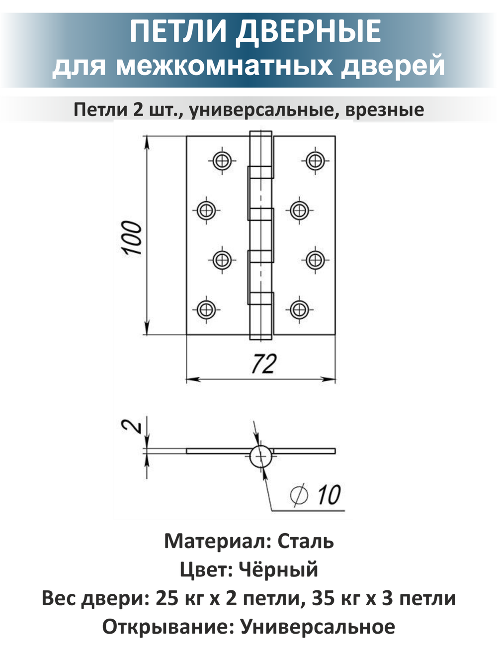 Комплект фурнитуры для межкомнатных дверей EVO