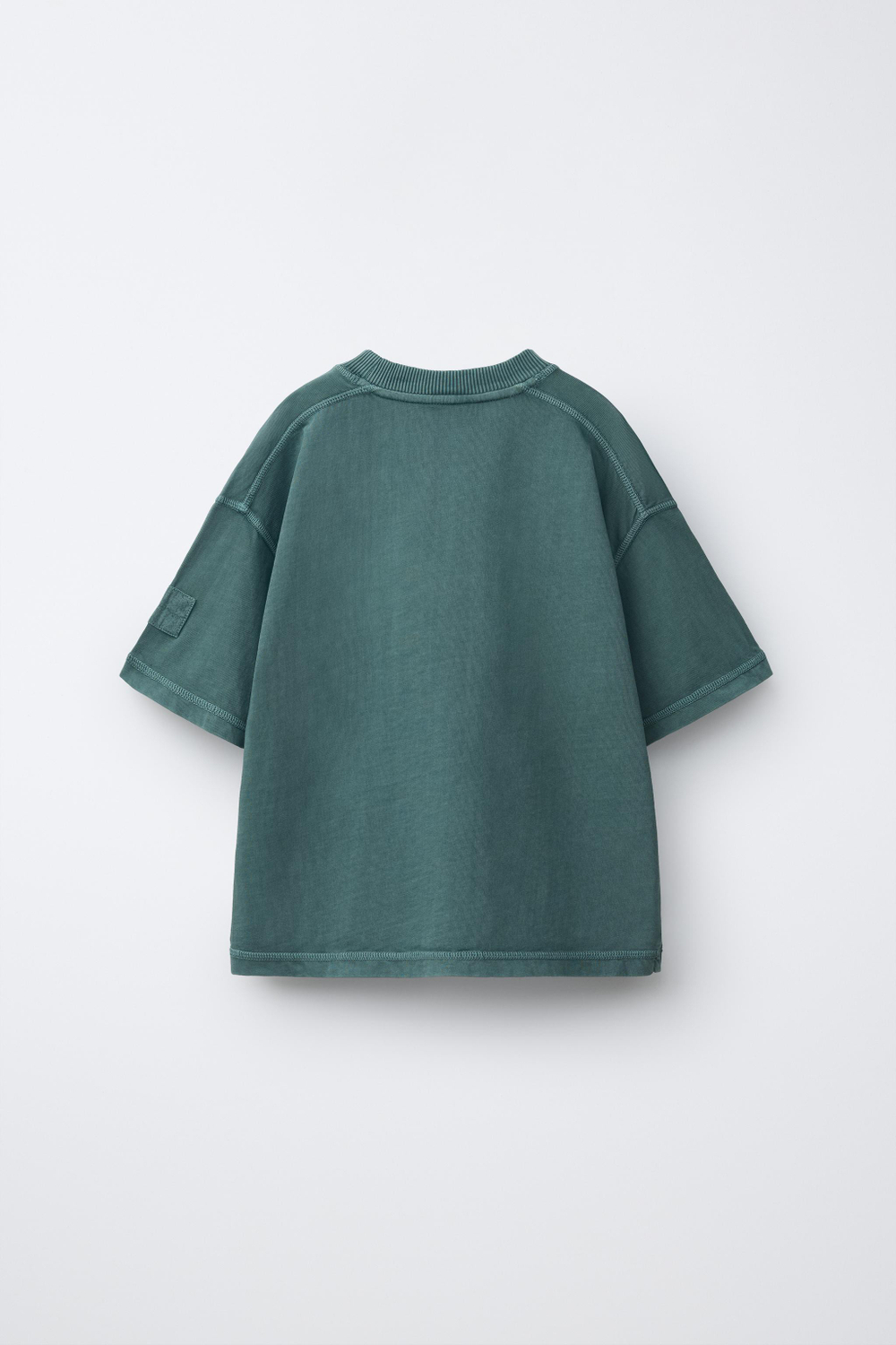 ZARA ФУТБОЛКА GARMENT DYE, ЗЕЛЕНОВАТО-СИНИЙ