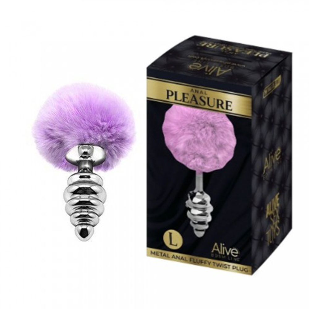 Анальный плаг Fluffy Twist розовый L от Alive (9×4 см)