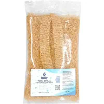 Мочалка для тела массажная средней жесткости «TERRY OPTIMA», цвет бежевый, 17*11см