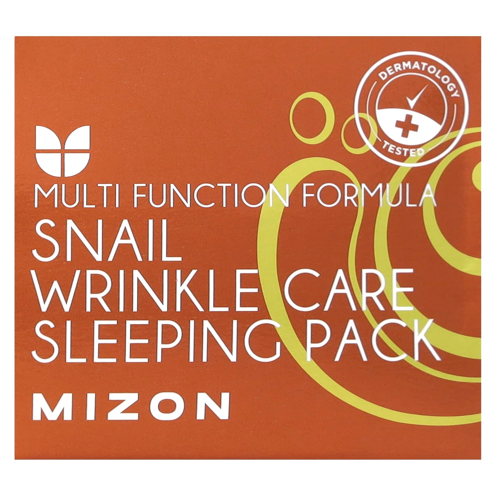 Mizon, Snail Wrinkle Care Sleeping Pack, ночная маска с муцином улитки против морщин, 80 мл (2,70 жидк. унции)