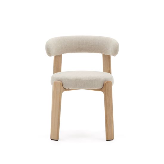 Granite Стул на 4 ножках из бежевого шенилла и массива ясеня в натуральной отделке Испания La Forma