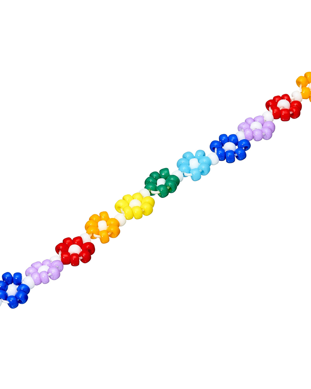 Колье-бисер, разноцветные цветы