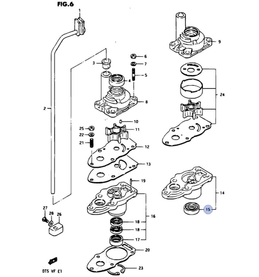 Сальник вертикального вала Suzuki 2.2-8 лс (09289-10005-000)